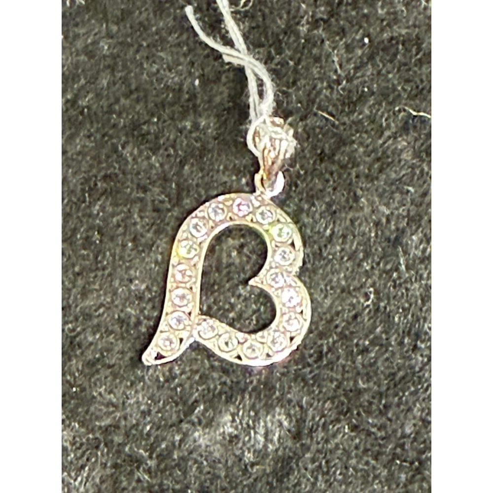 10k white gold heart with cz accent stones